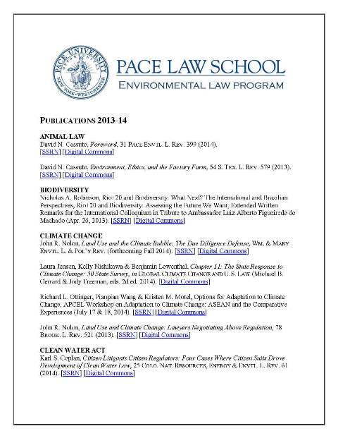 Environmental Faculty Publications 2013-2014 cover