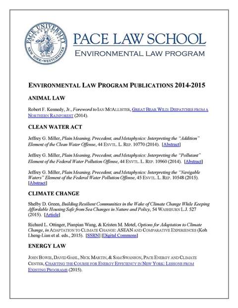 Environmental Faculty Publications 2014-2015 cover