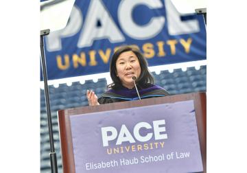 U.S. Representative Grace Meng deliverin the commencement address to the graduates from the Elisabeth Haub School of Law at Pace