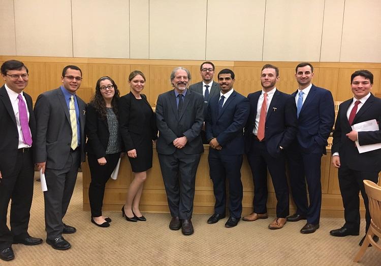 Professor Dorfman, Dean Yassky and students at the White Plains courthouse 